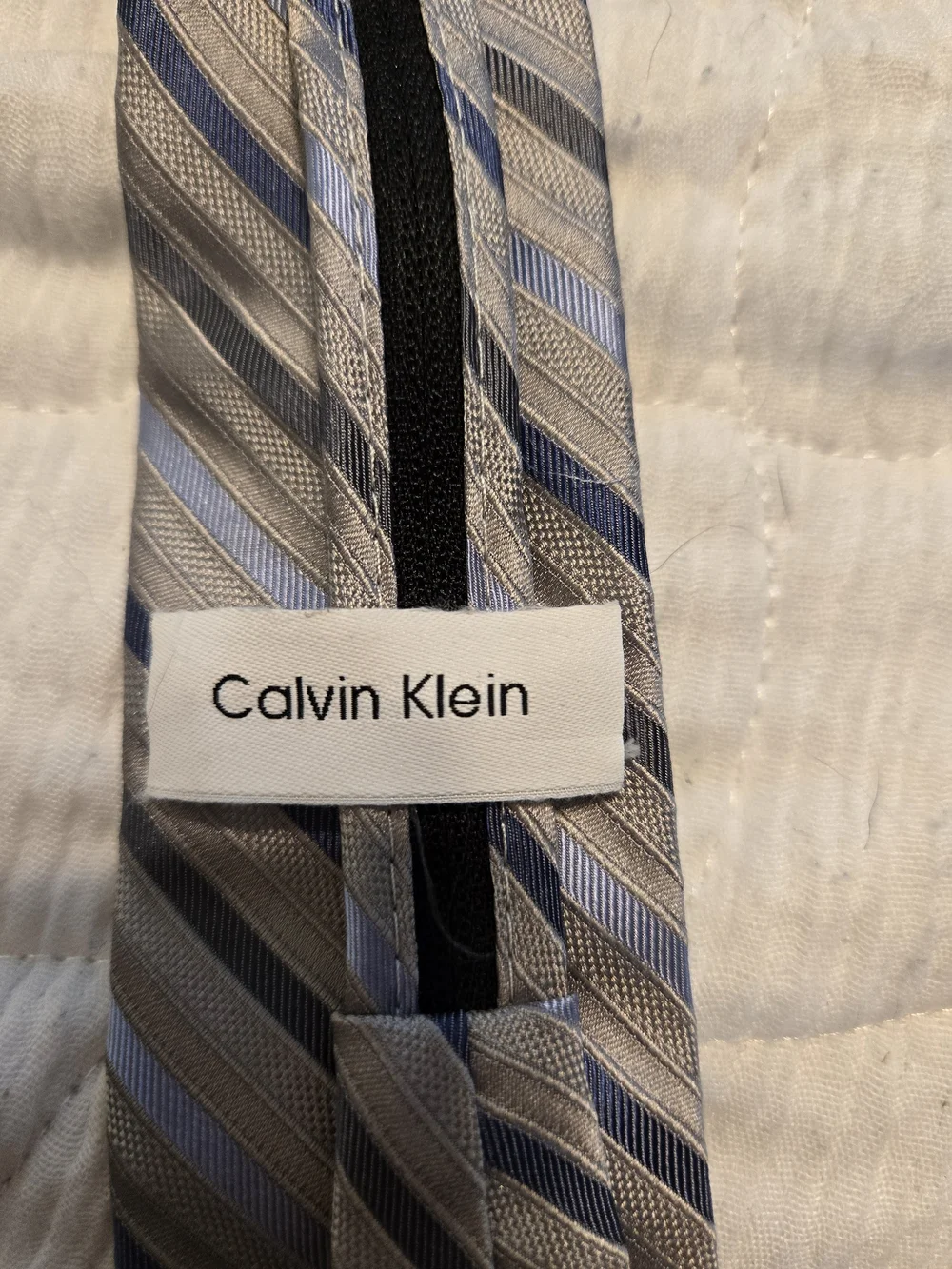 Calvin Klein Boys Gray and Blue Striped Adjustable Tie